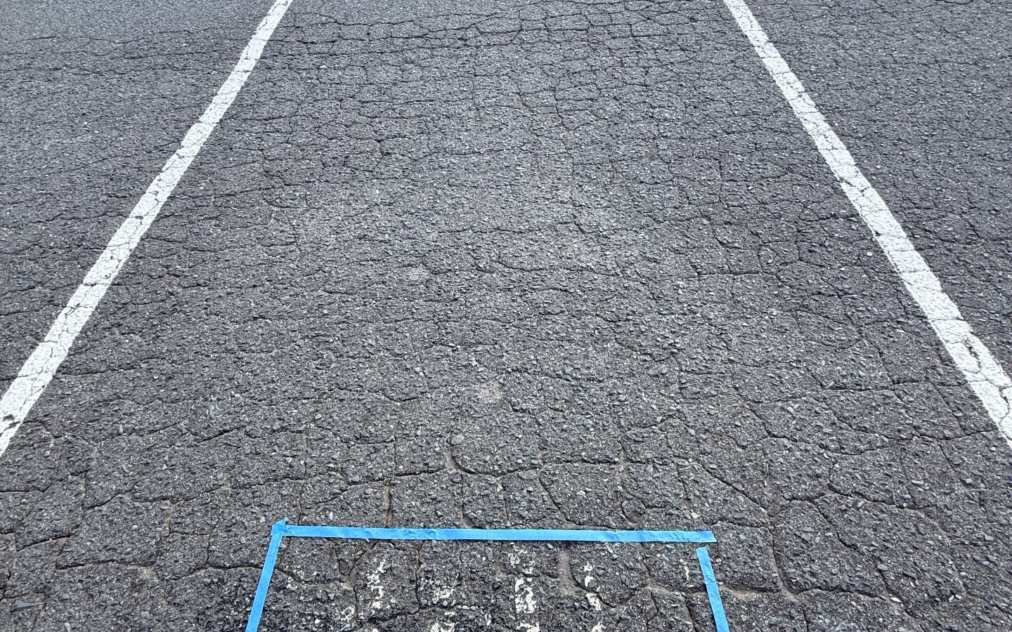 The parking space before painting began